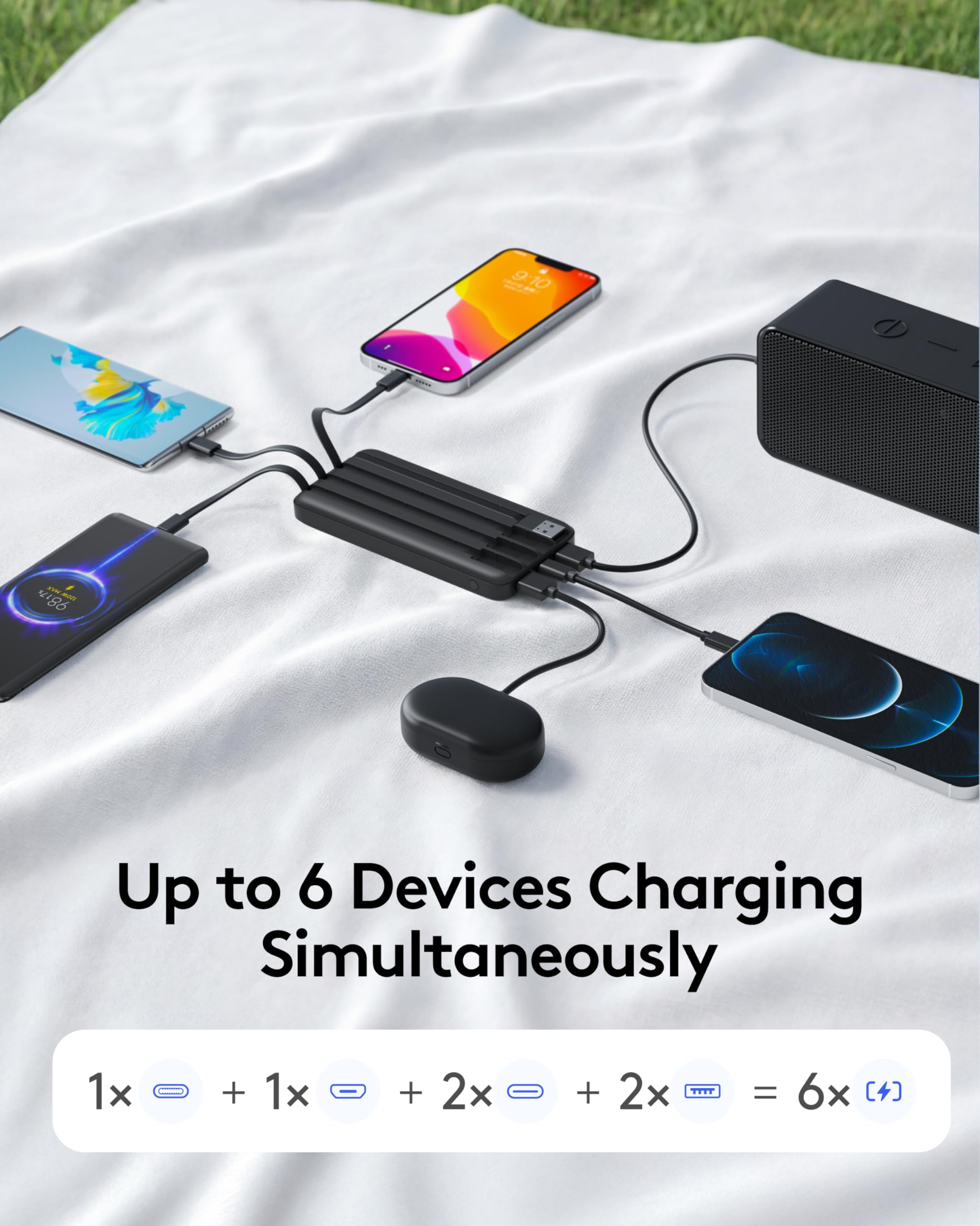 Orfeika power bank dentro de su funda de viaje listo para llevar en vuelos