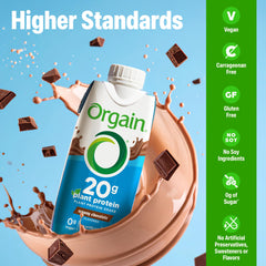 Orgain comparación de tamaño para mostrar 11 oz y portabilidad diaria