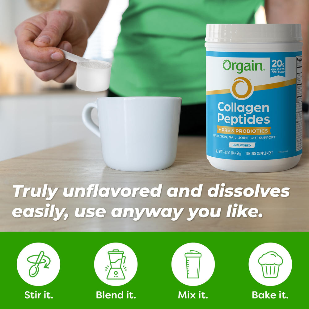 Orgain junto a una mesa de desayuno destacando estilo de vida saludable