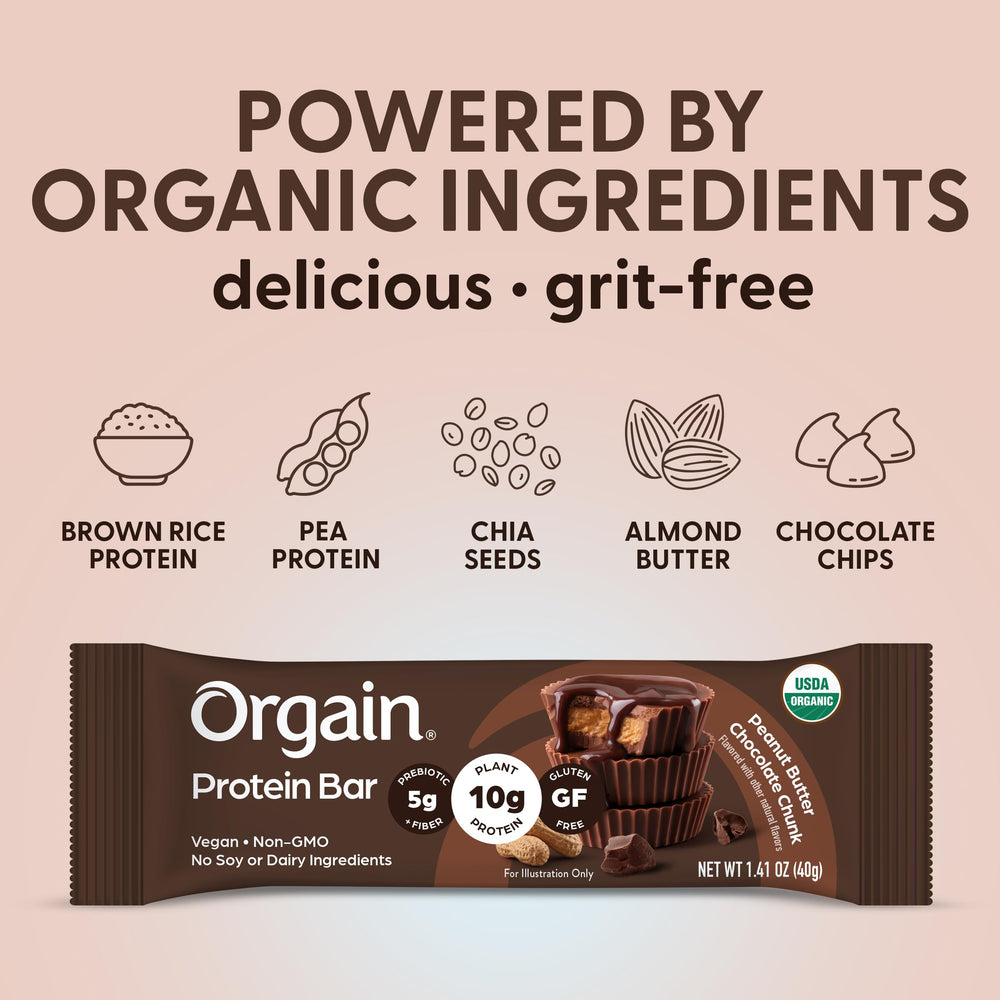 Orgain ingredientes naturales dispuestos que reflejan calidad orgánica