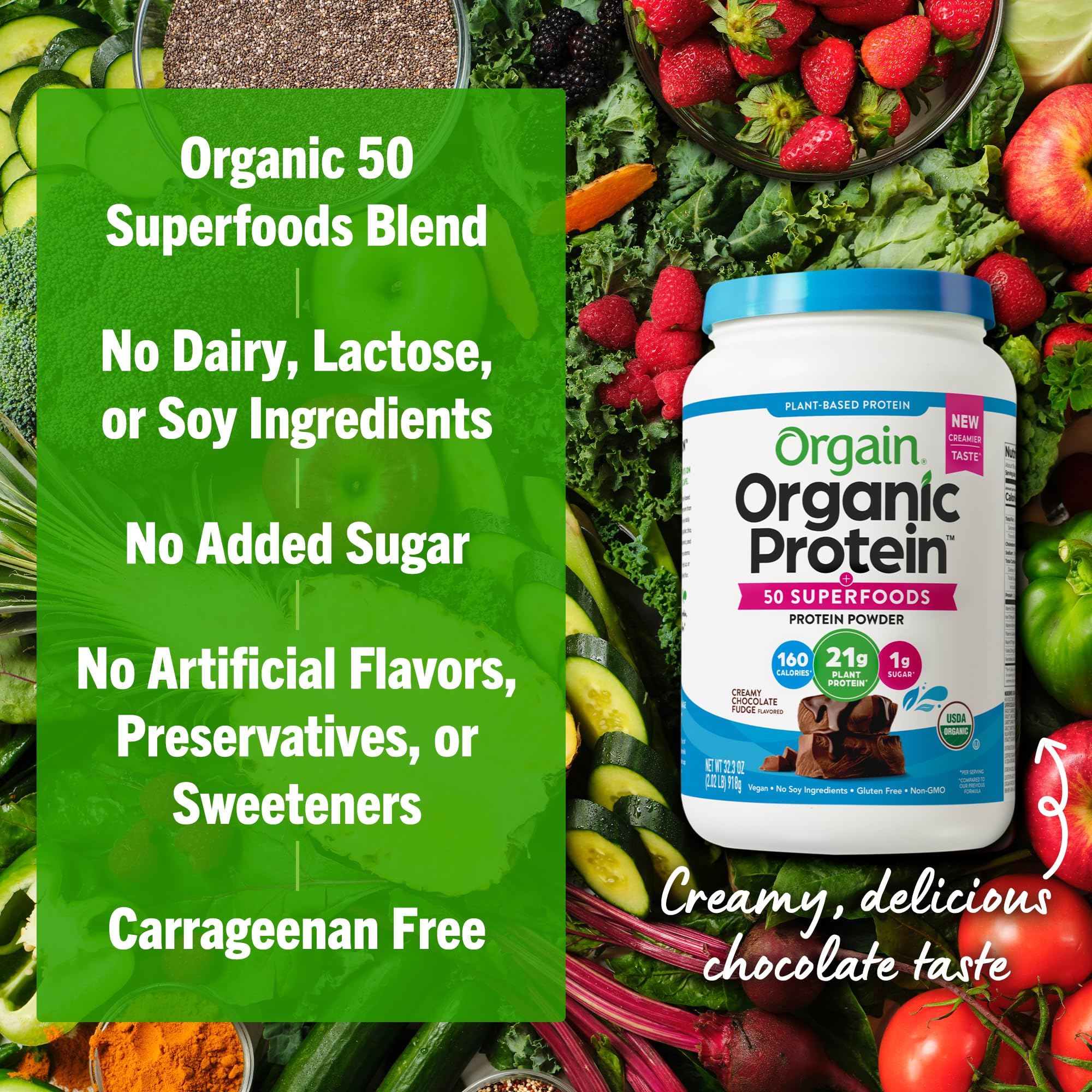 Orgain selección de superfoods orgánicos demostrando variedad y aporte de nutrientes