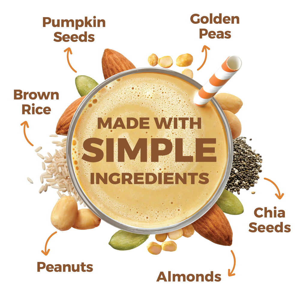 Orgain etiqueta de ingredientes destacando lista simple y certificaciones orgánicas