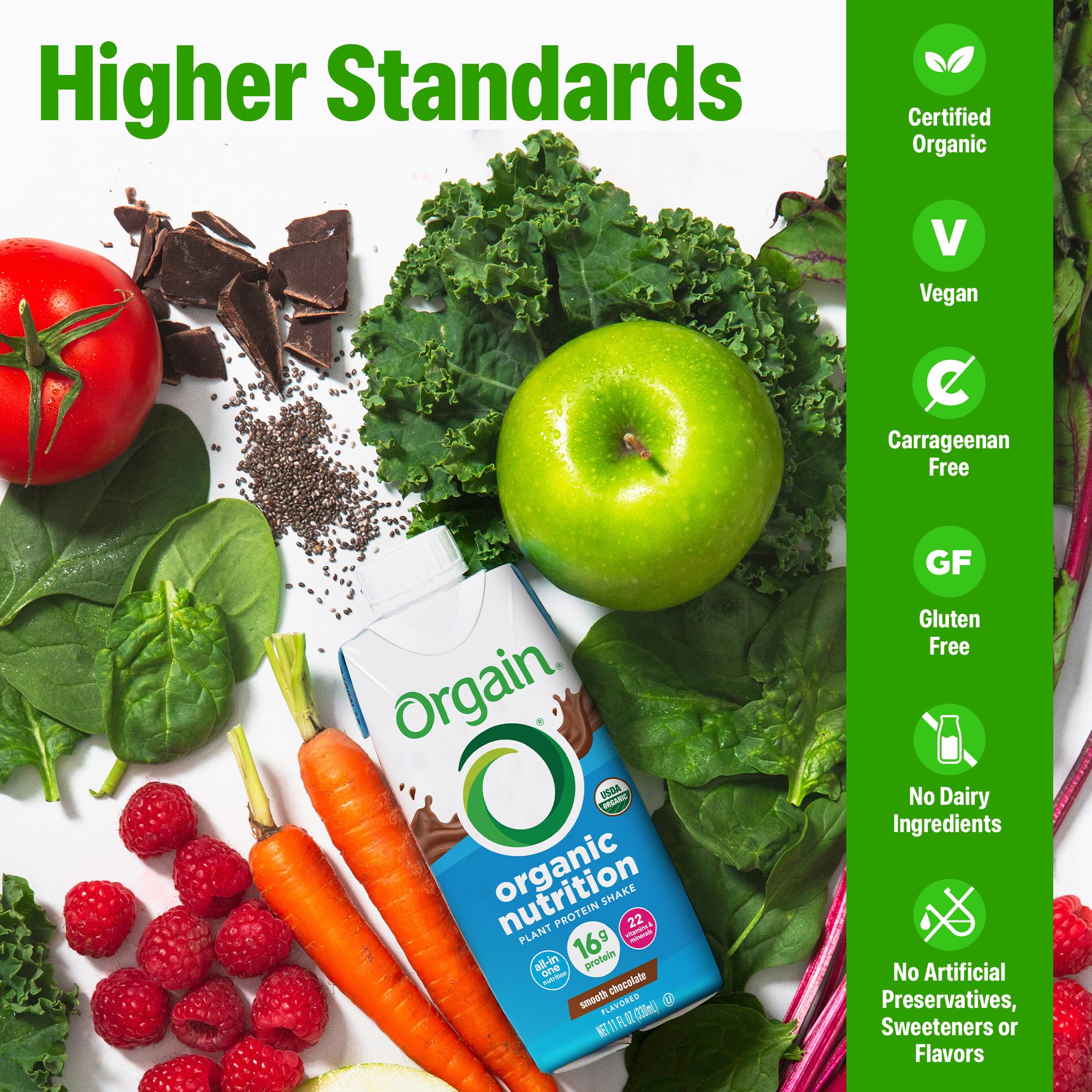 Orgain etiqueta con vitaminas y minerales para apoyo nutricional