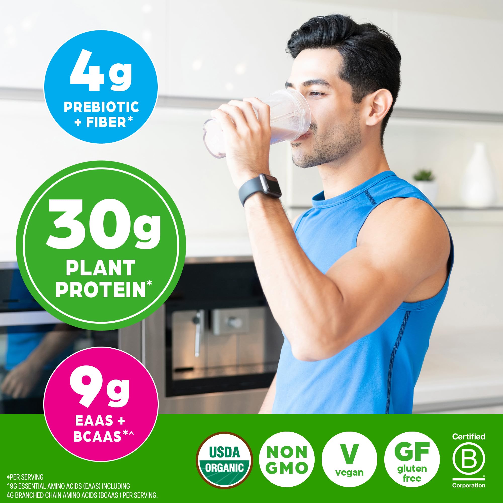 Orgain cuchara con 30 g de polvo, medida precisa y proteína