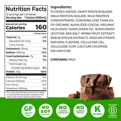 Orgain etiqueta nutricional enfocada en 30 g de proteína y 5 g BCAA