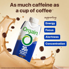 Orgain comparación de tamaño de 11 oz para orientación de porción
