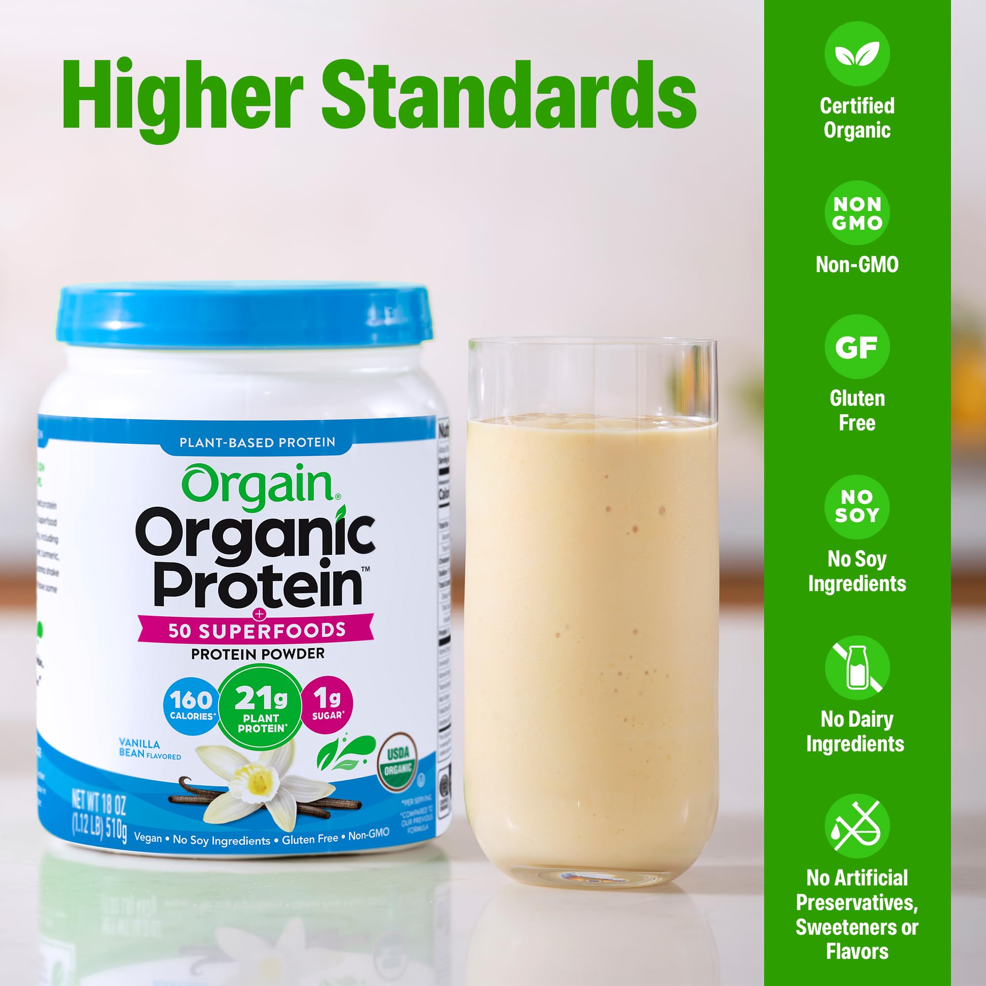 Orgain vaso con batido de vainilla listo para beber, energía rápida