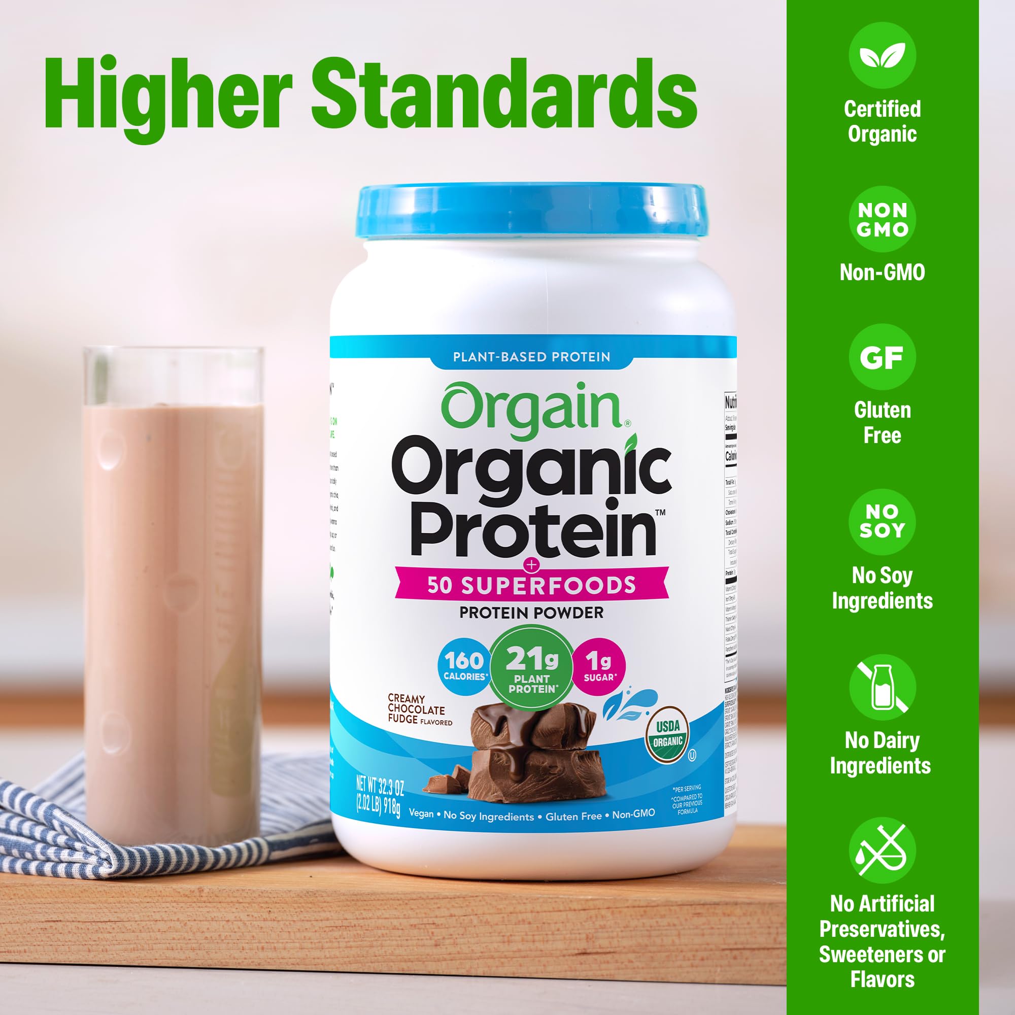 Orgain vaso con batido de Chocolate listo para consumir, rápido y nutritivo