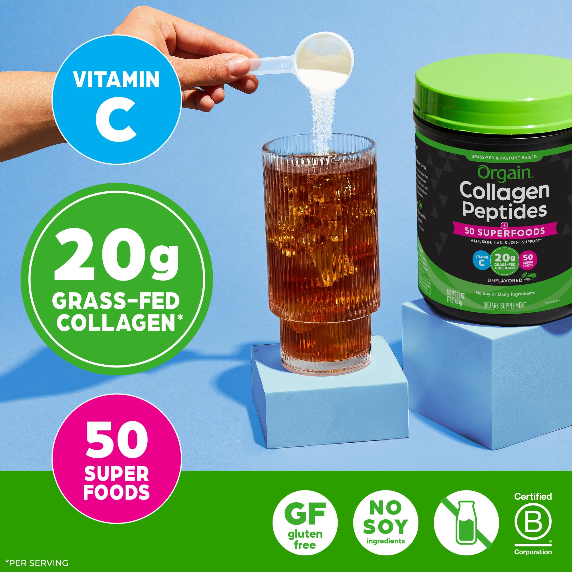 Orgain vaso de batido con mezcla homogénea lista para beber y aporte proteico