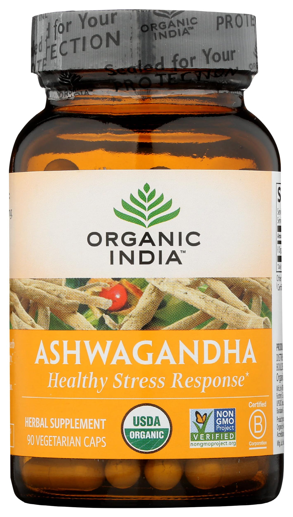 ORGANIC INDIA persona tomando cápsula por la mañana para energía diaria