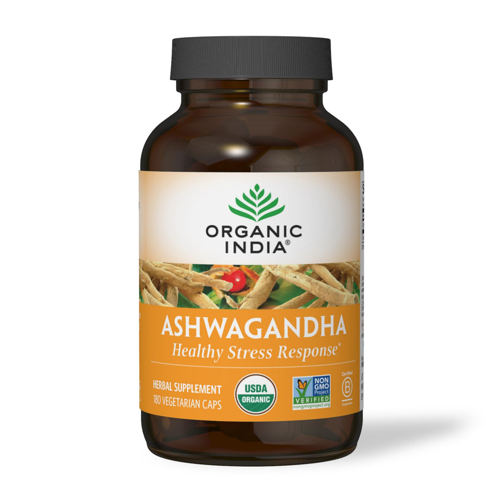 ORGANIC INDIA envase abierto con 180 cápsulas para suministro prolongado