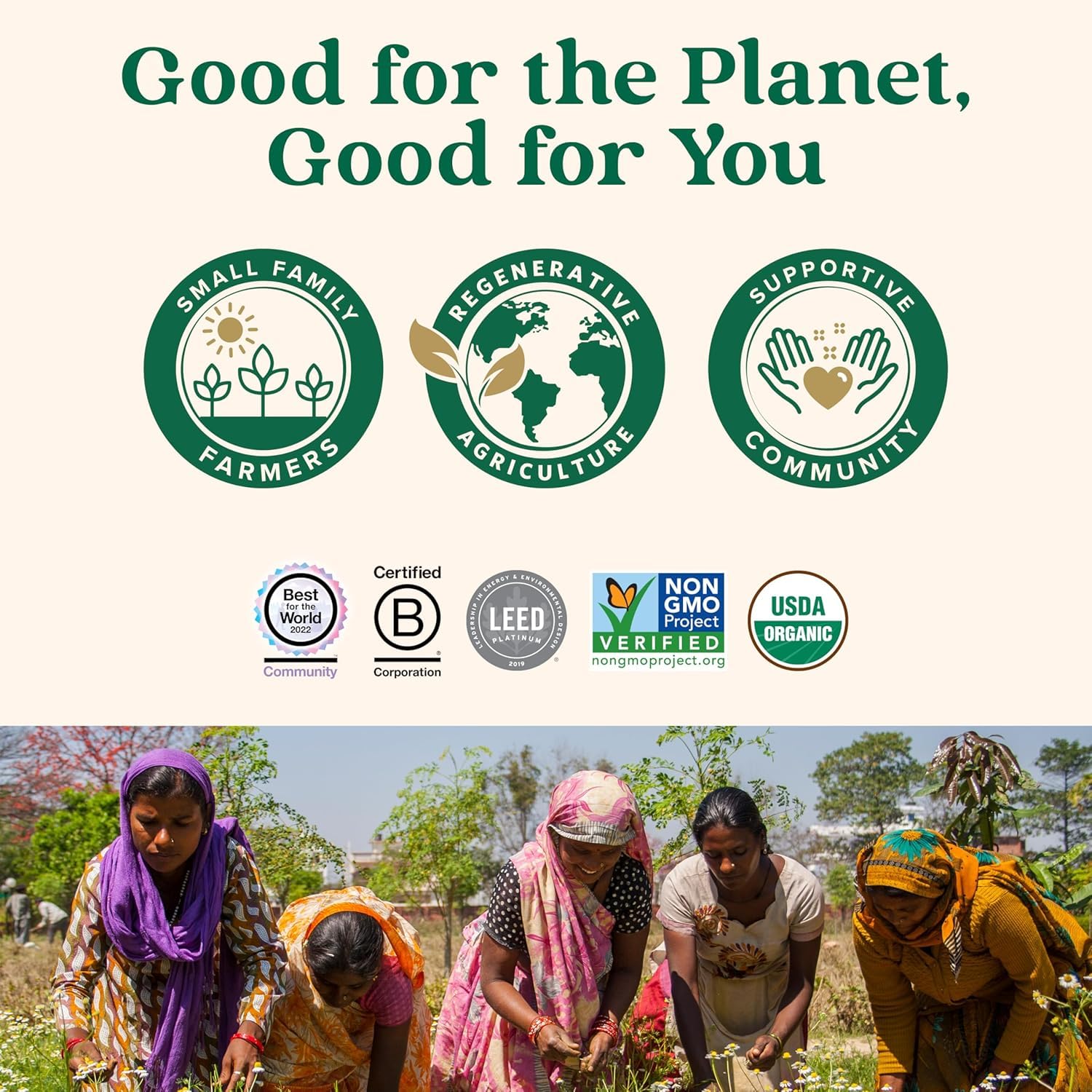ORGANIC INDIA detalle de la etiqueta orgánica y certificaciones del producto