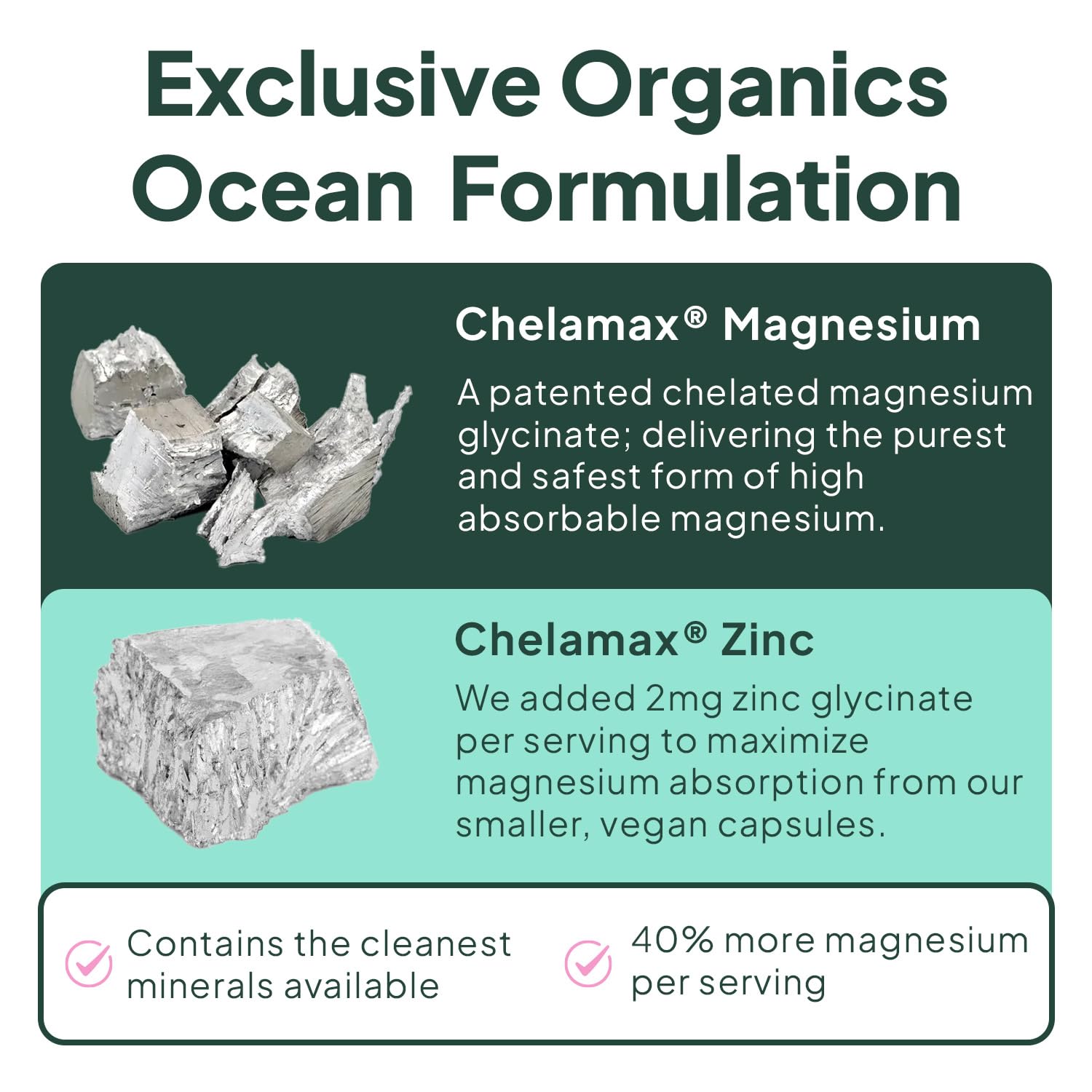 Organics Ocean cápsula en mano mostrando escala y facilidad de ingestión