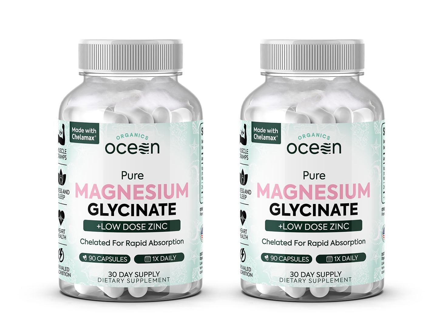 Organics Ocean frasco delantero mostrando diseño y cantidad, favorece confianza