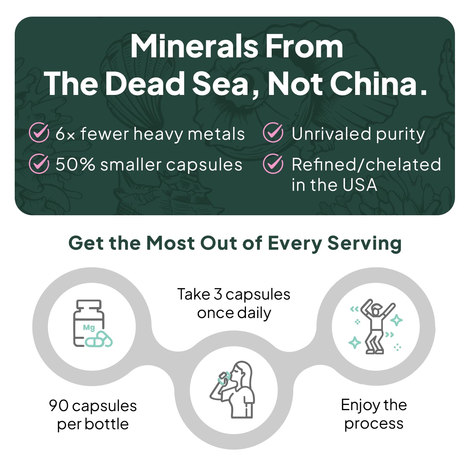 Minerales del Mar Muerto que inspiraron la fórmula de Organics Ocean, pureza visible