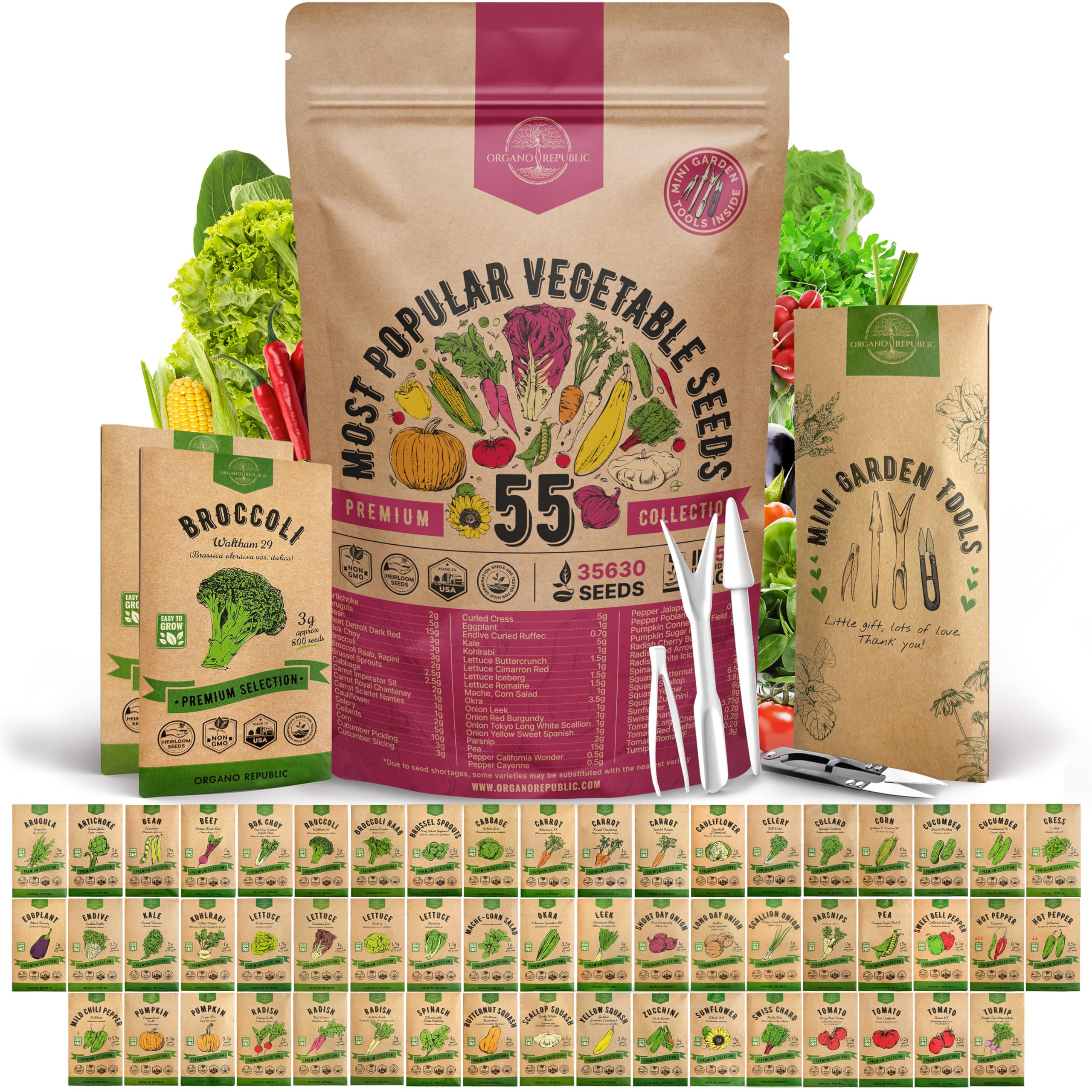 Organo Republic bolsa resellable frontal que protege semillas y facilita almacenamiento