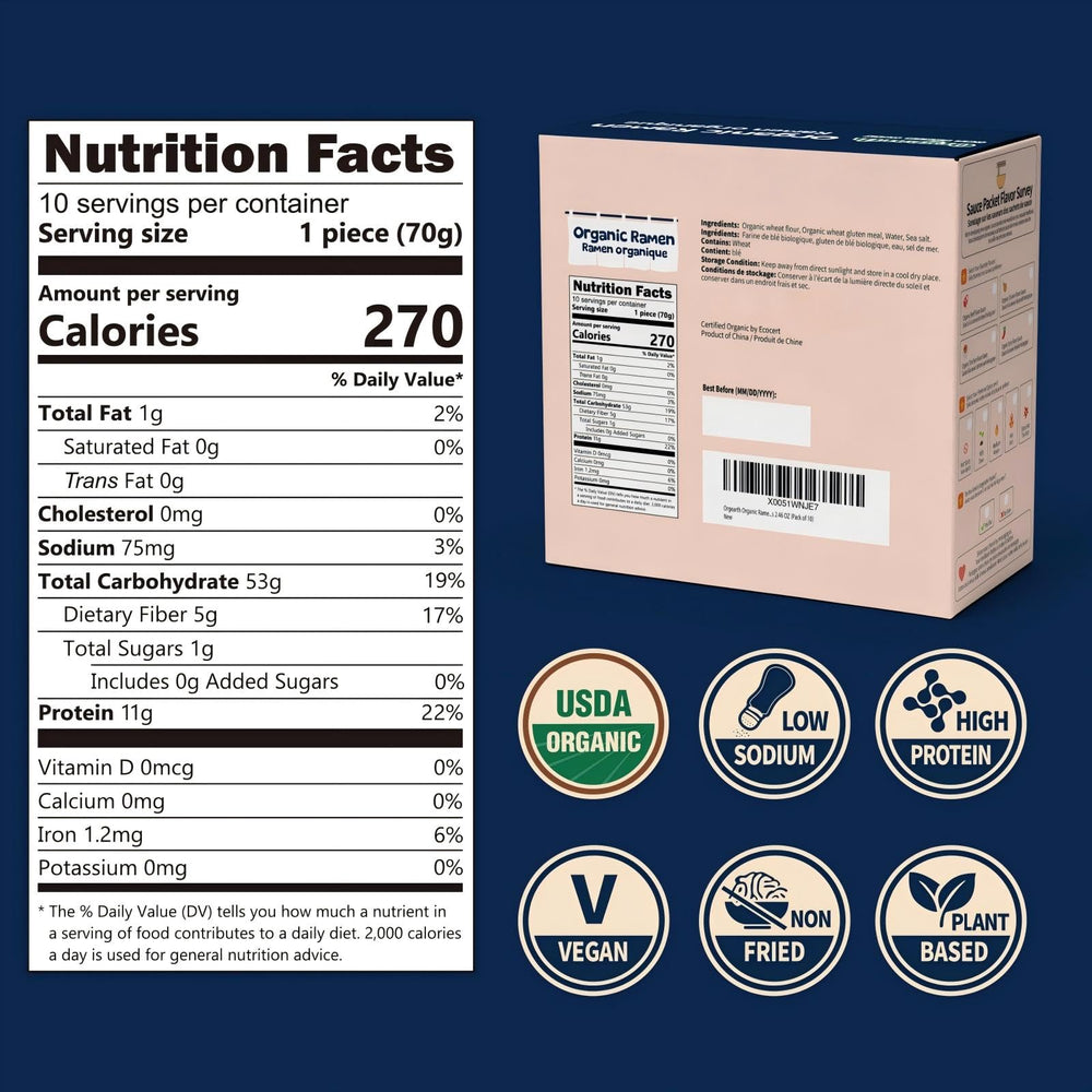 Orgearth etiqueta de ingredientes orgánicos y información nutricional clara