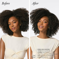 Oribe Eternal Curls detalle de la etiqueta y beneficios para rizos y reparación