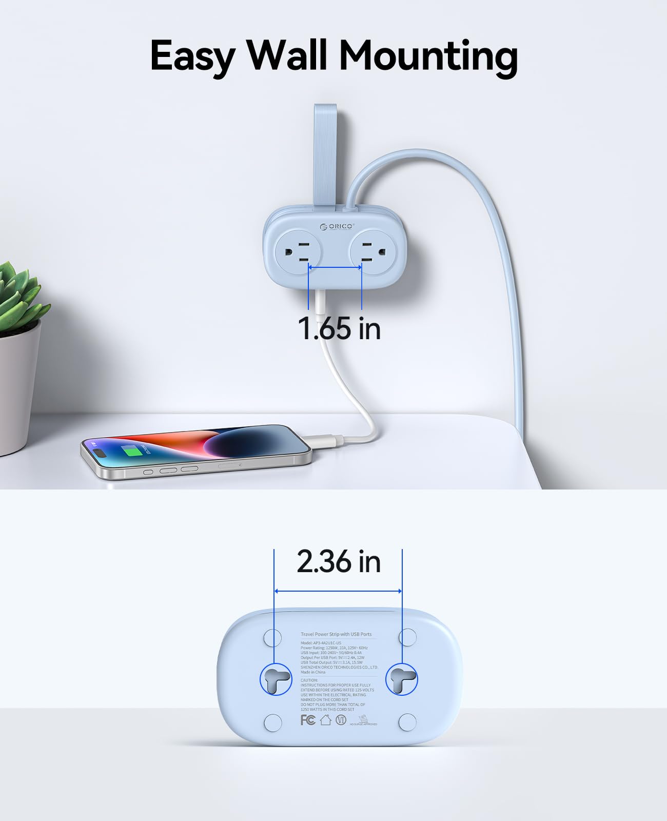 ORICO regleta guardada en maleta demostrando su diseño envolvente y portabilidad