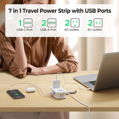 ORICO puertos: 4 AC, 2 USB-A y 1 USB-C para múltiples dispositivos
