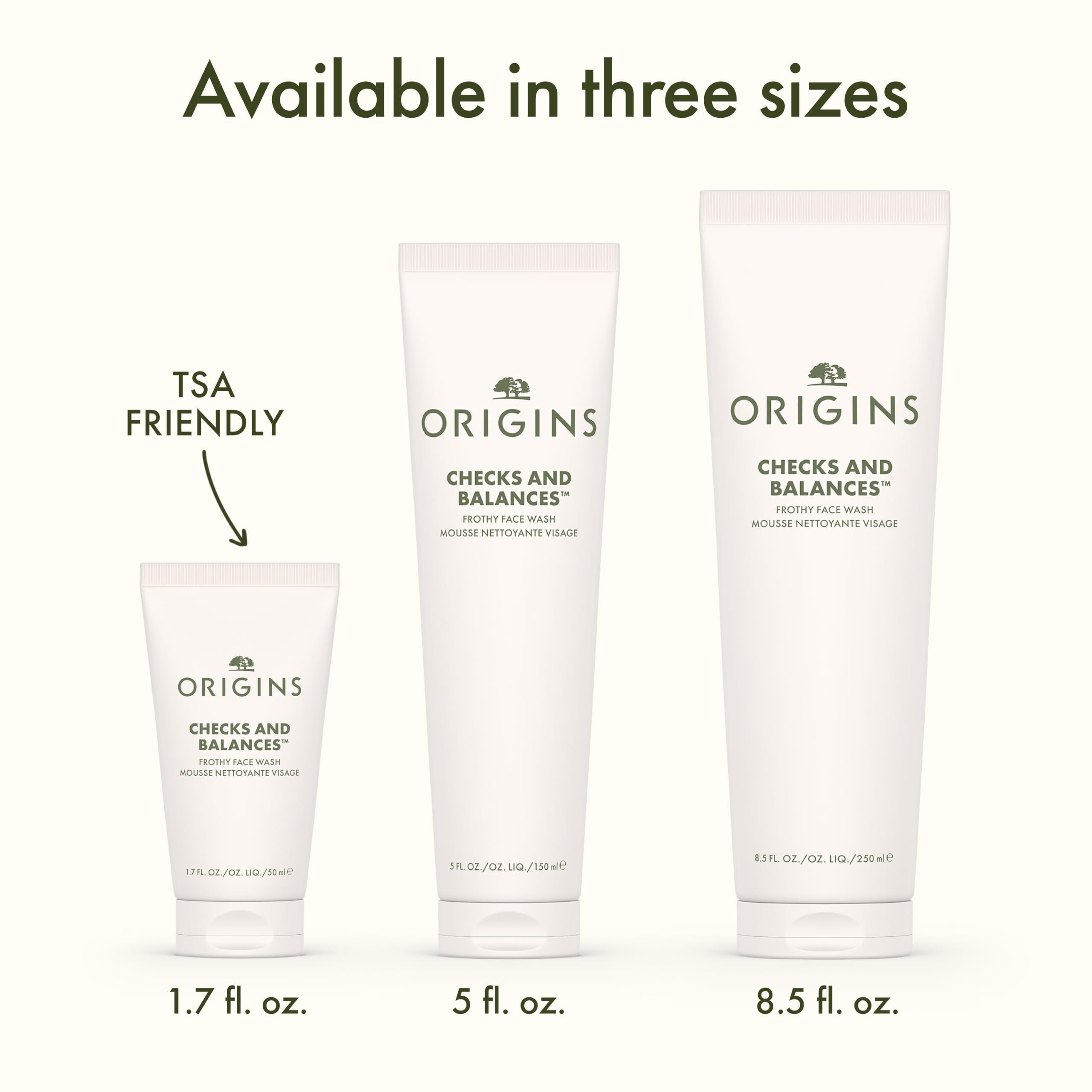 Origins limpiador al lado de hojas de menta transmite frescura natural