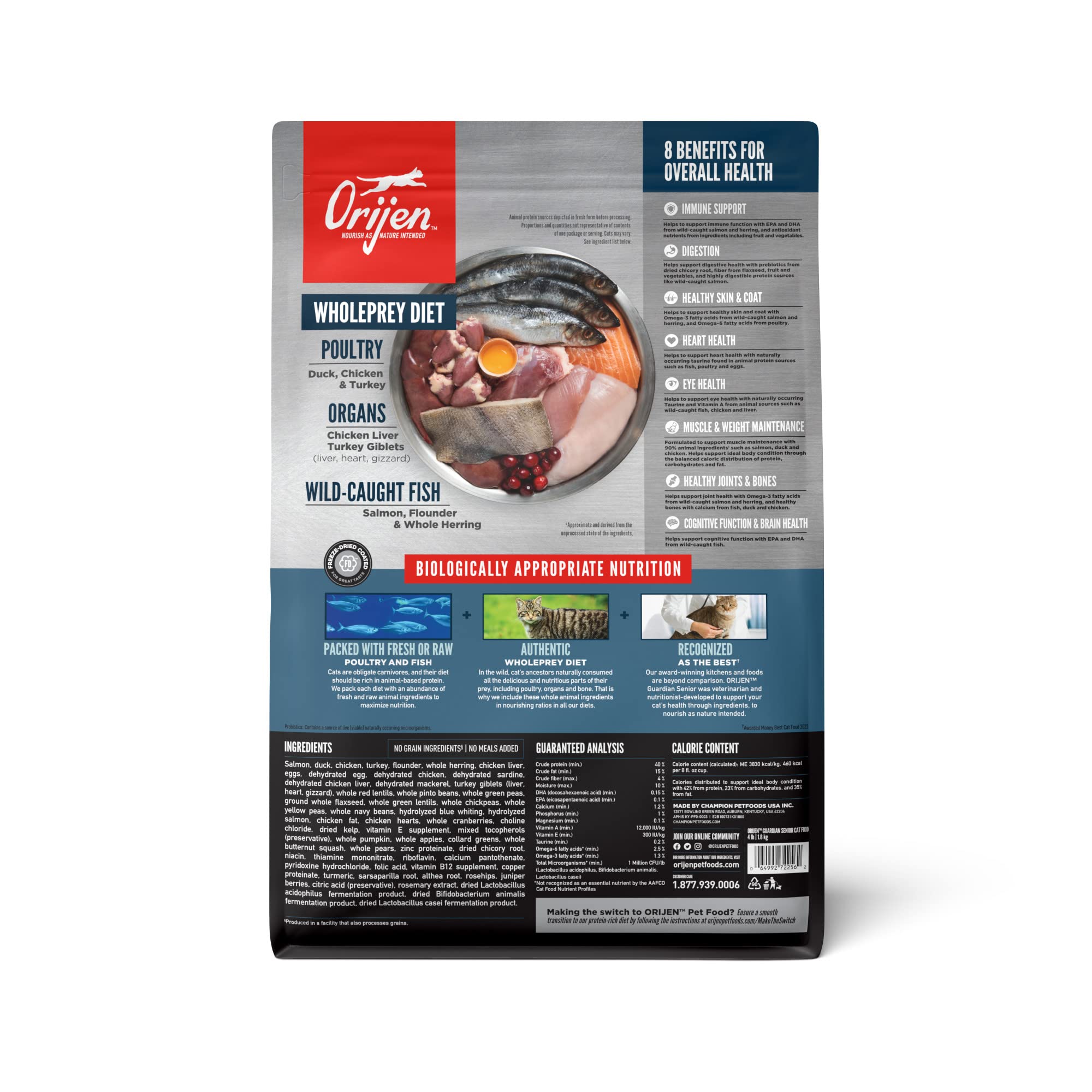ORIJEN primer plano de croquetas con textura crujiente, favorece masticación