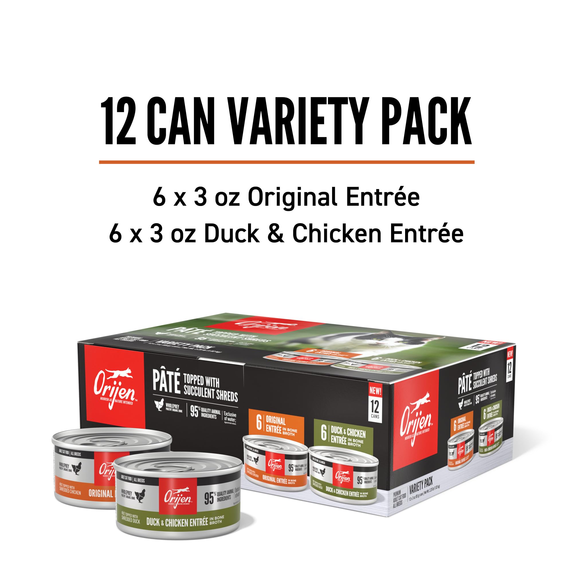 ORIJEN pack de 12 latas elegante, conveniente para rotación de sabores