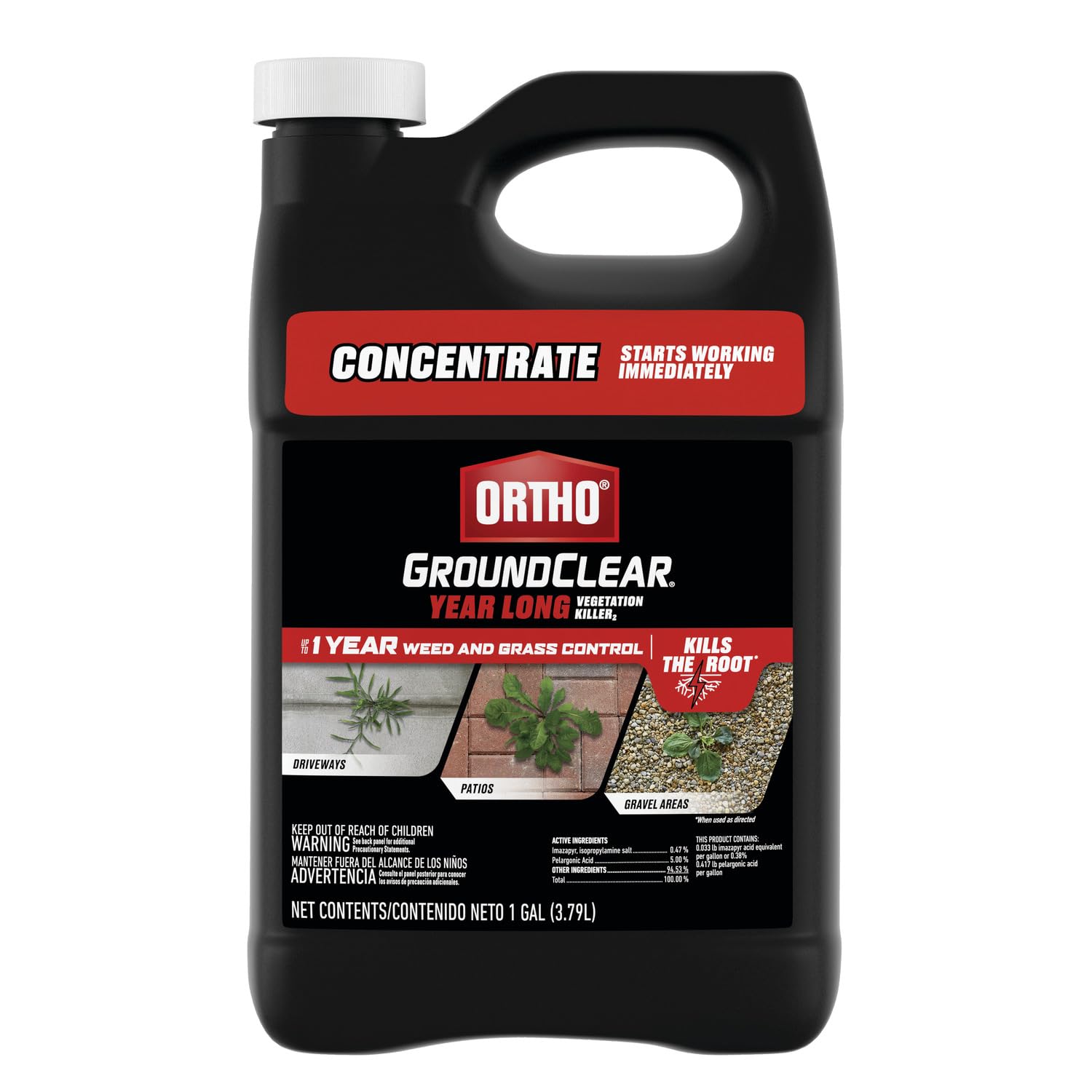 Ortho frasco concentrado 1 gal mostrando etiqueta y uso fácil