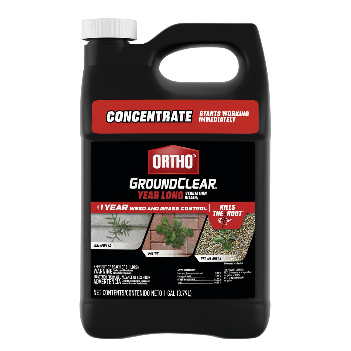 Ortho frasco concentrado 1 gal mostrando etiqueta y uso fácil