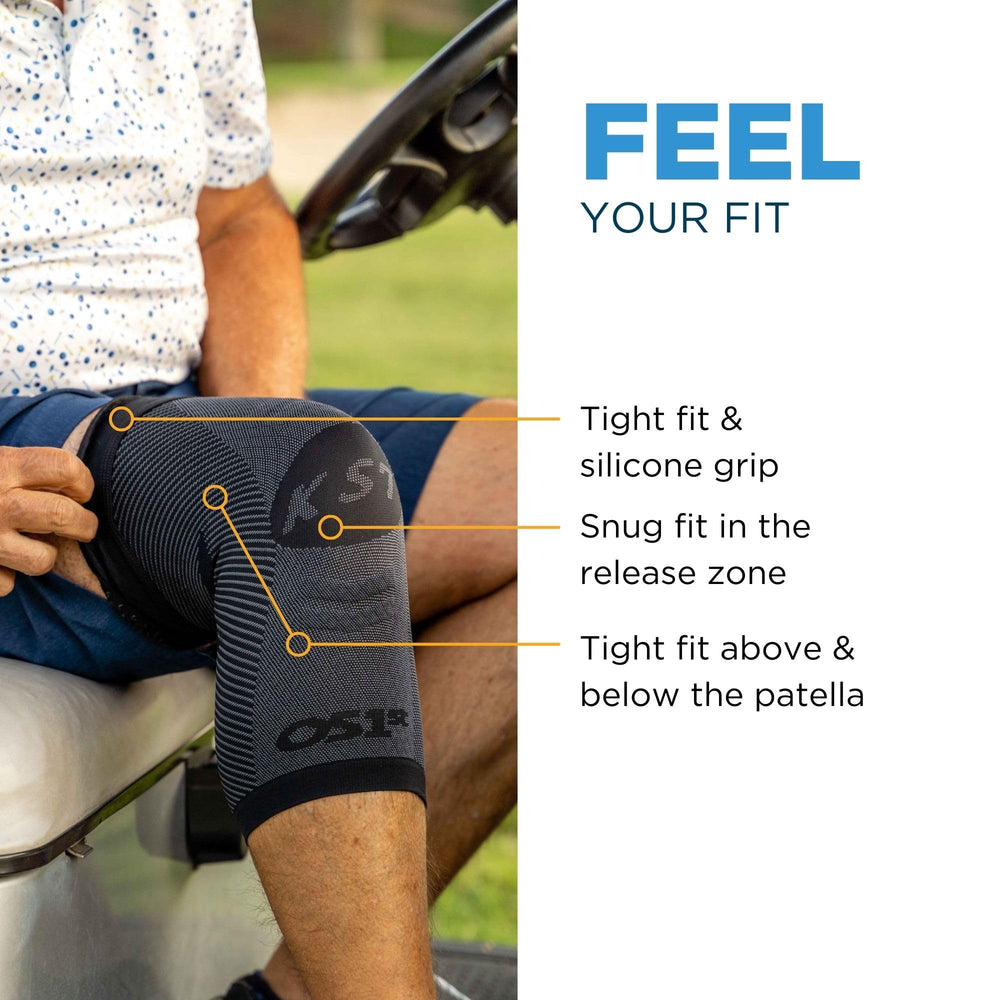 OrthoSleeve KS7 comparación de tamaño sobre la pierna para elegir talla
