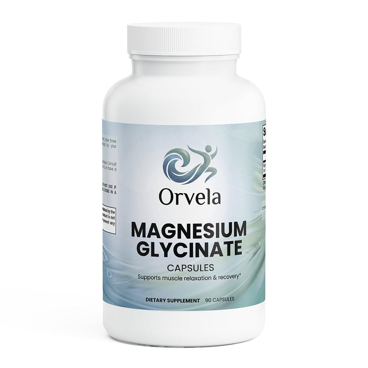 Orvela envase frontal de Magnesium Glycinate 275 mg mostrando la etiqueta clara y beneficios