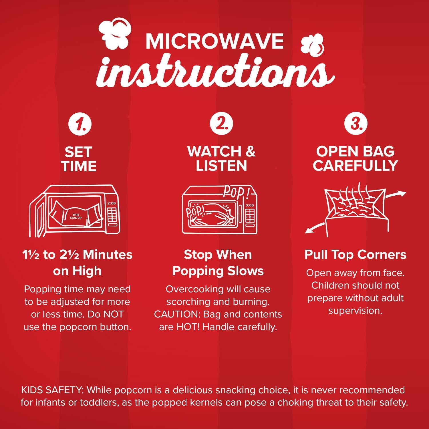 Orville Redenbacher's etiqueta de ingredientes, resalta sin aditivos artificiales