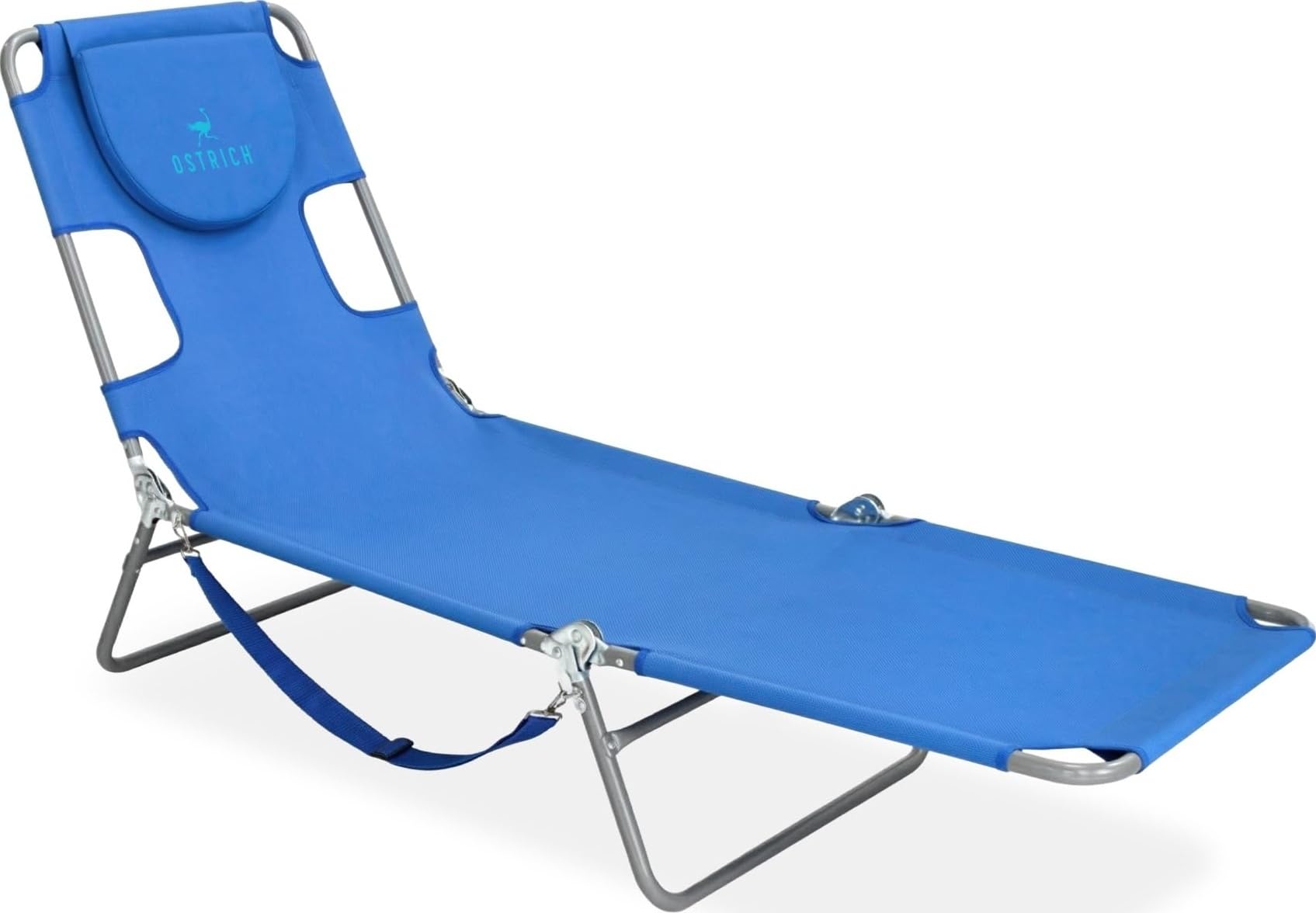 Ostrich chaise vista frontal empaquetada, portátil y lista para transportar