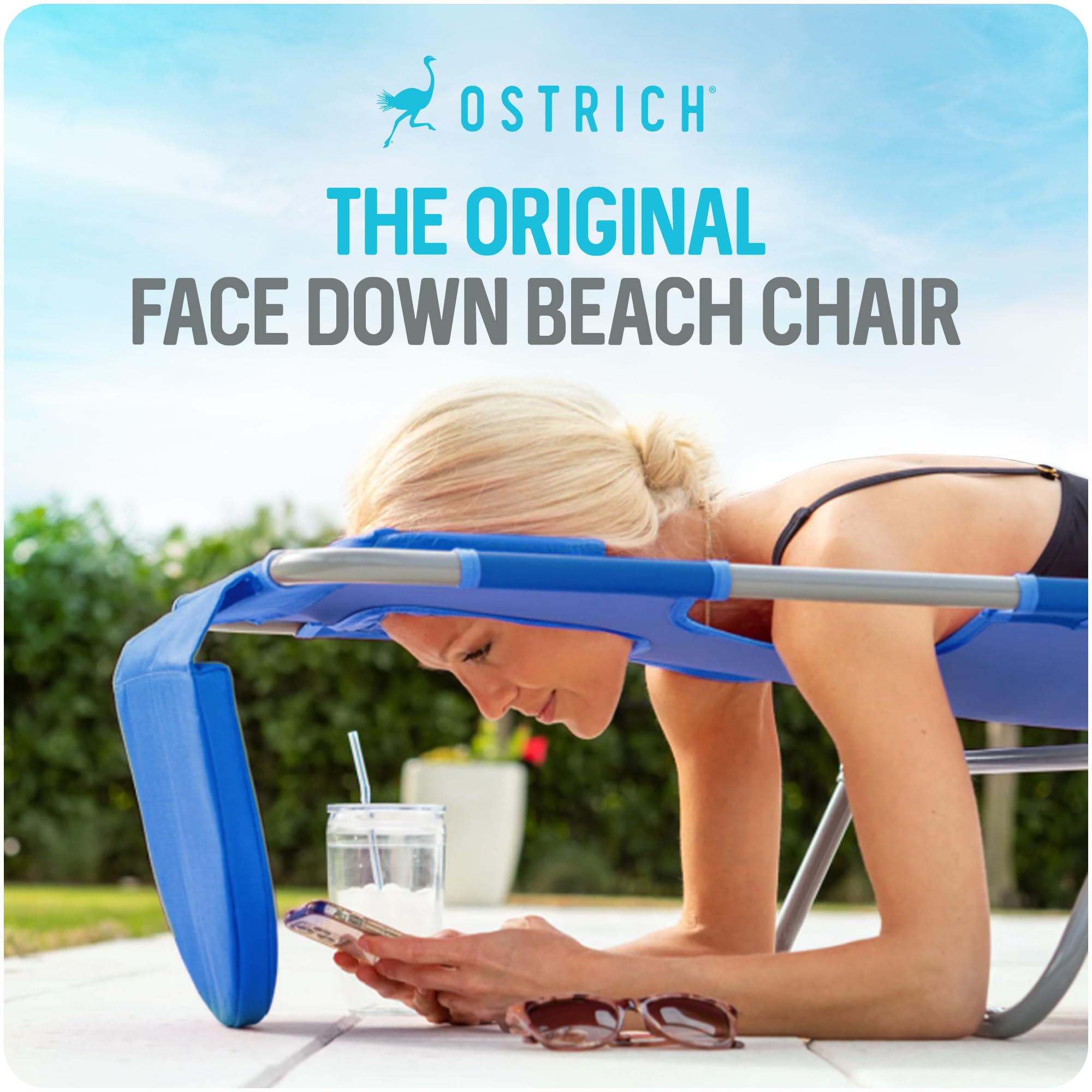 Ostrich chaise perfil reclinada en posición media para lectura cómoda