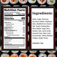 Salsa Otafuku siendo vertida sobre sushi, realza sabor y aspecto brillante