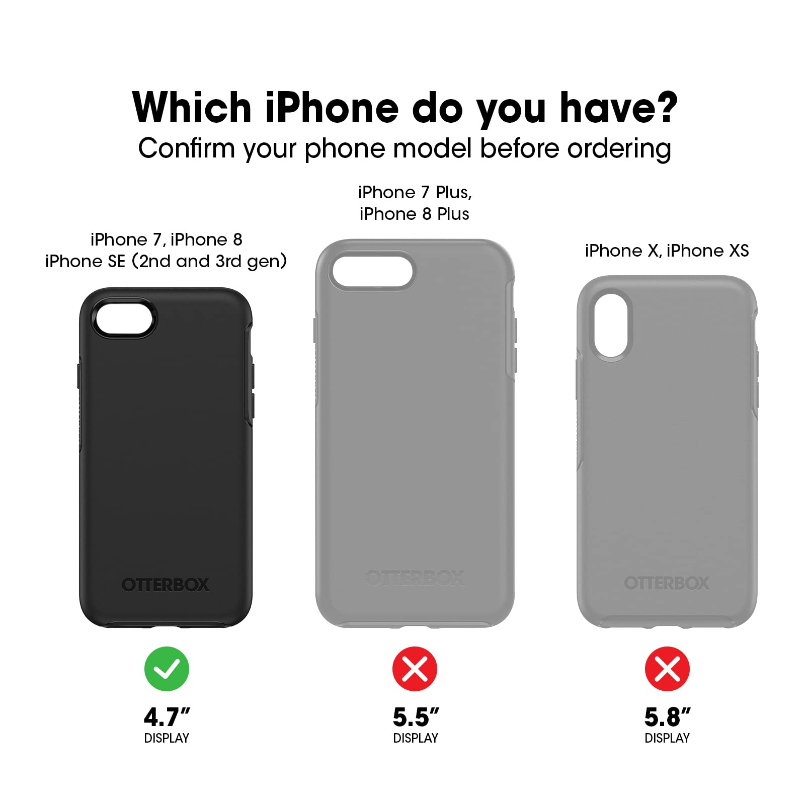OtterBox embalaje y etiqueta que indican compatibilidad y garantía