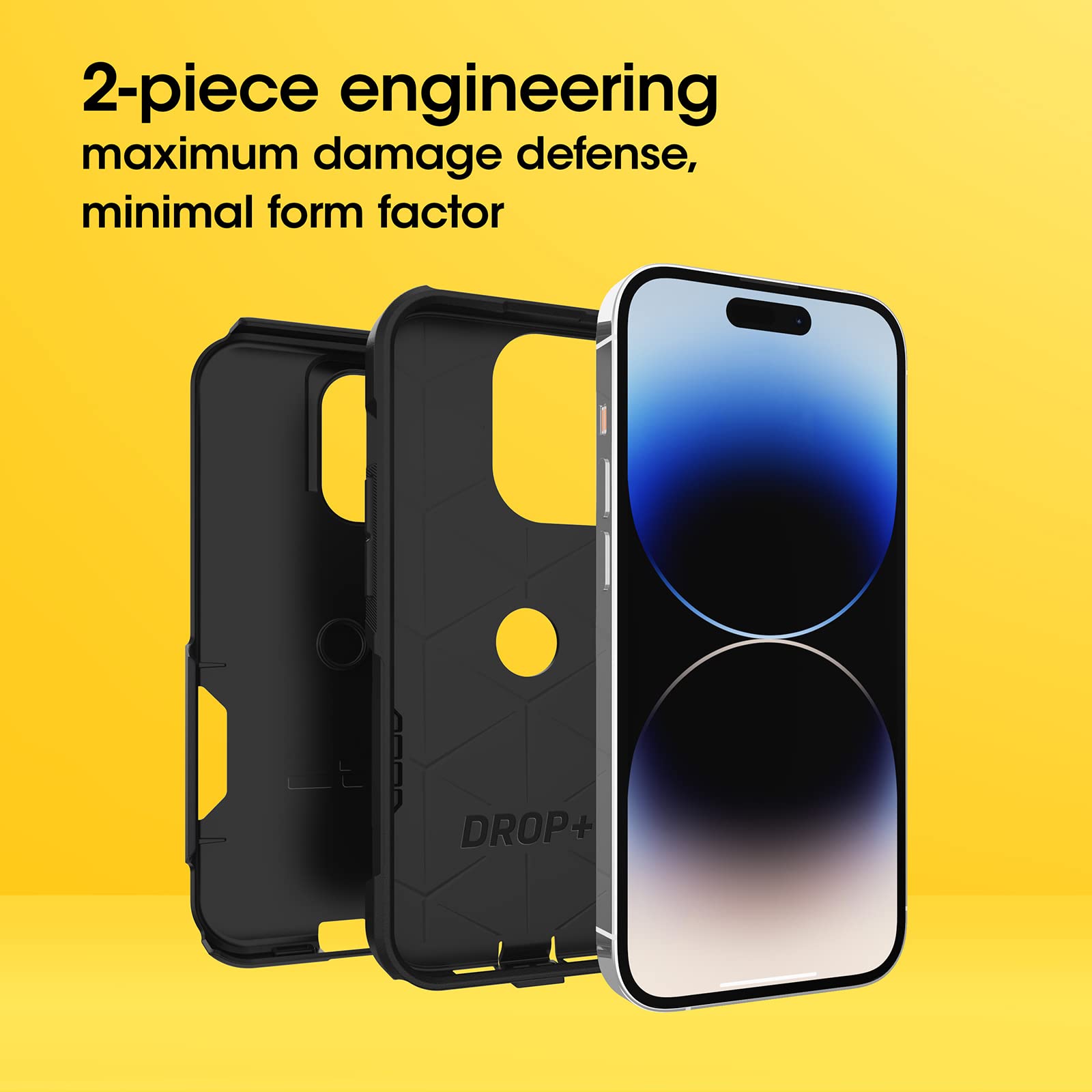 OtterBox primer plano de textura y doble capa para mayor defensa