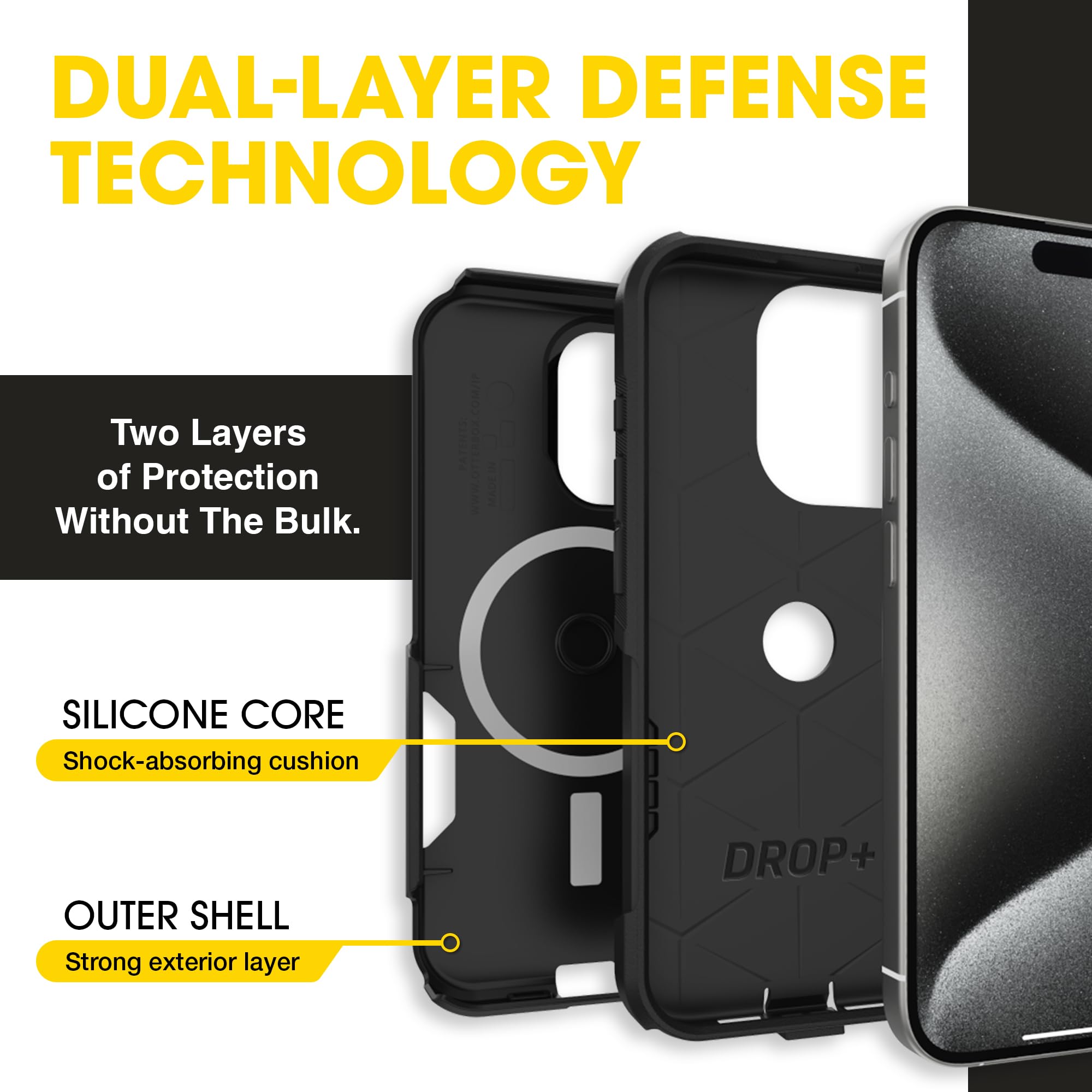 OtterBox funda en bolsillo demostrando perfil delgado y comodidad