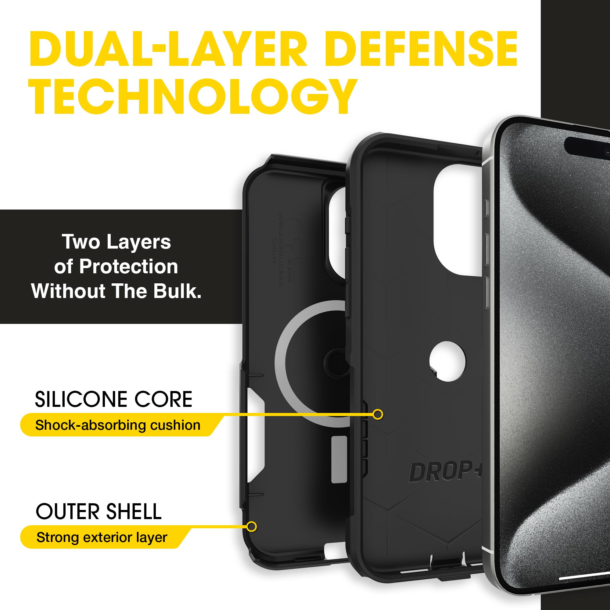 OtterBox iPhone en bolsillo mostrando perfil delgado y comodidad