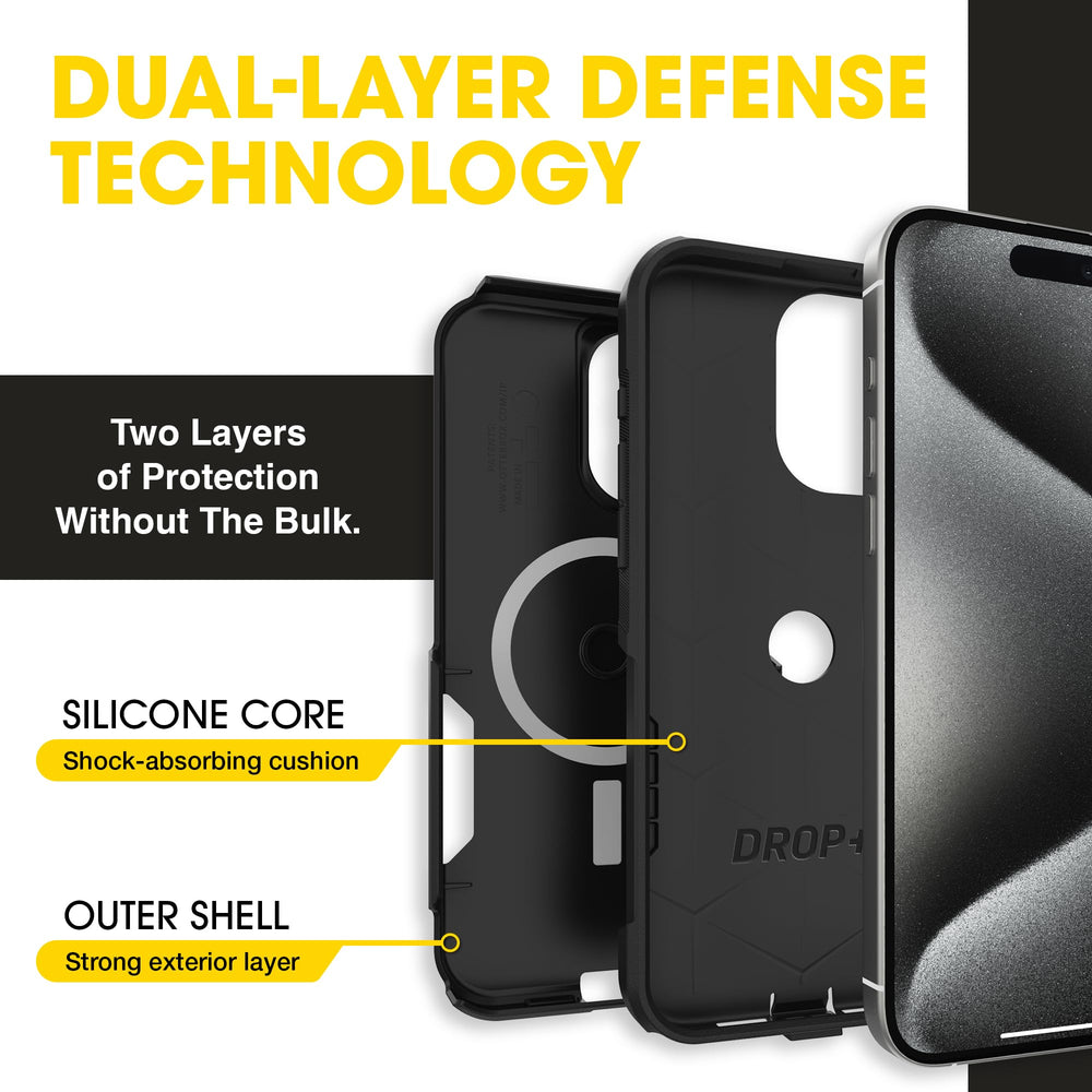 OtterBox iPhone en bolsillo mostrando perfil delgado y comodidad