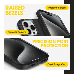 OtterBox vista lateral con cubiertas de puertos para evitar polvo
