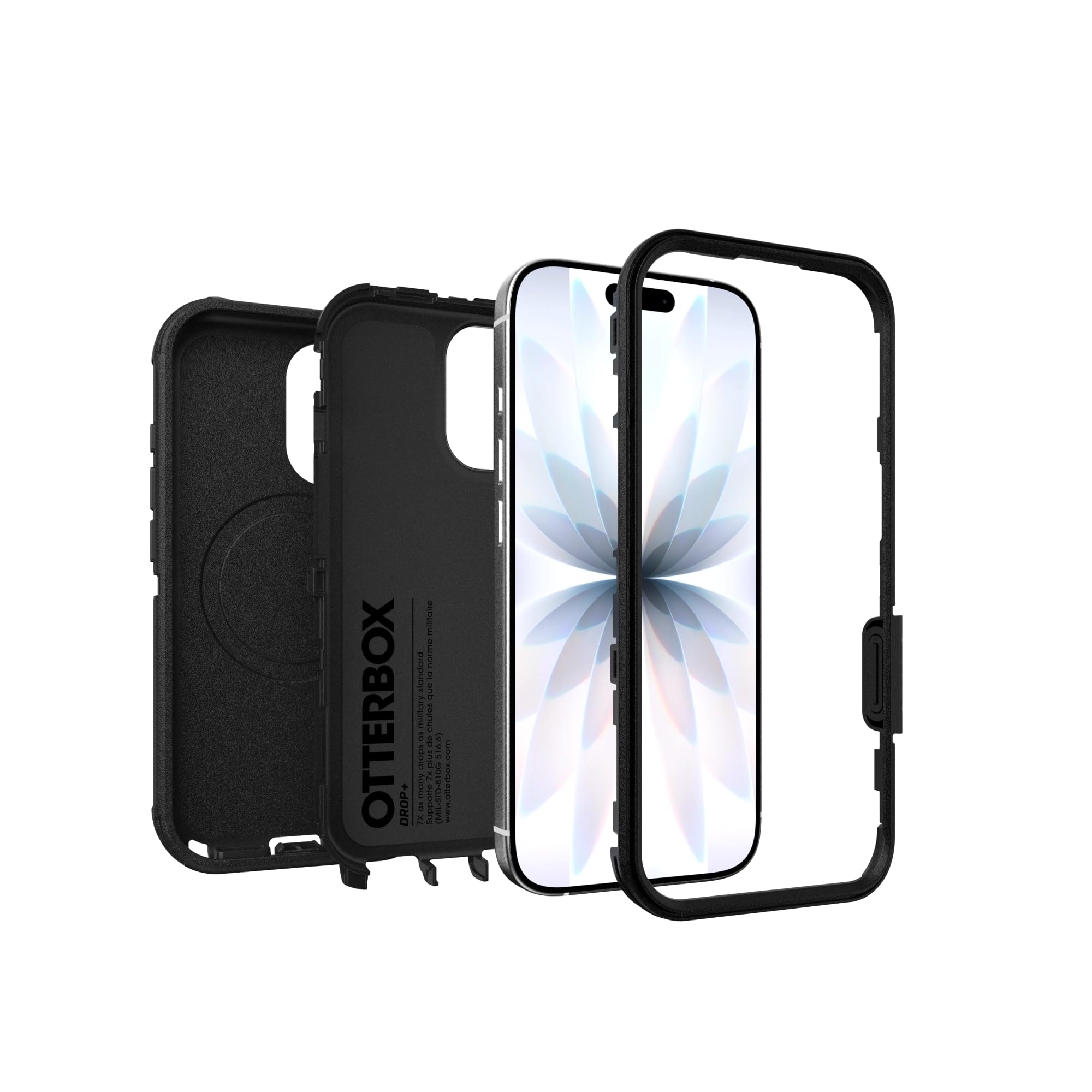 OtterBox vista lateral con cubiertas de puertos que bloquean polvo
