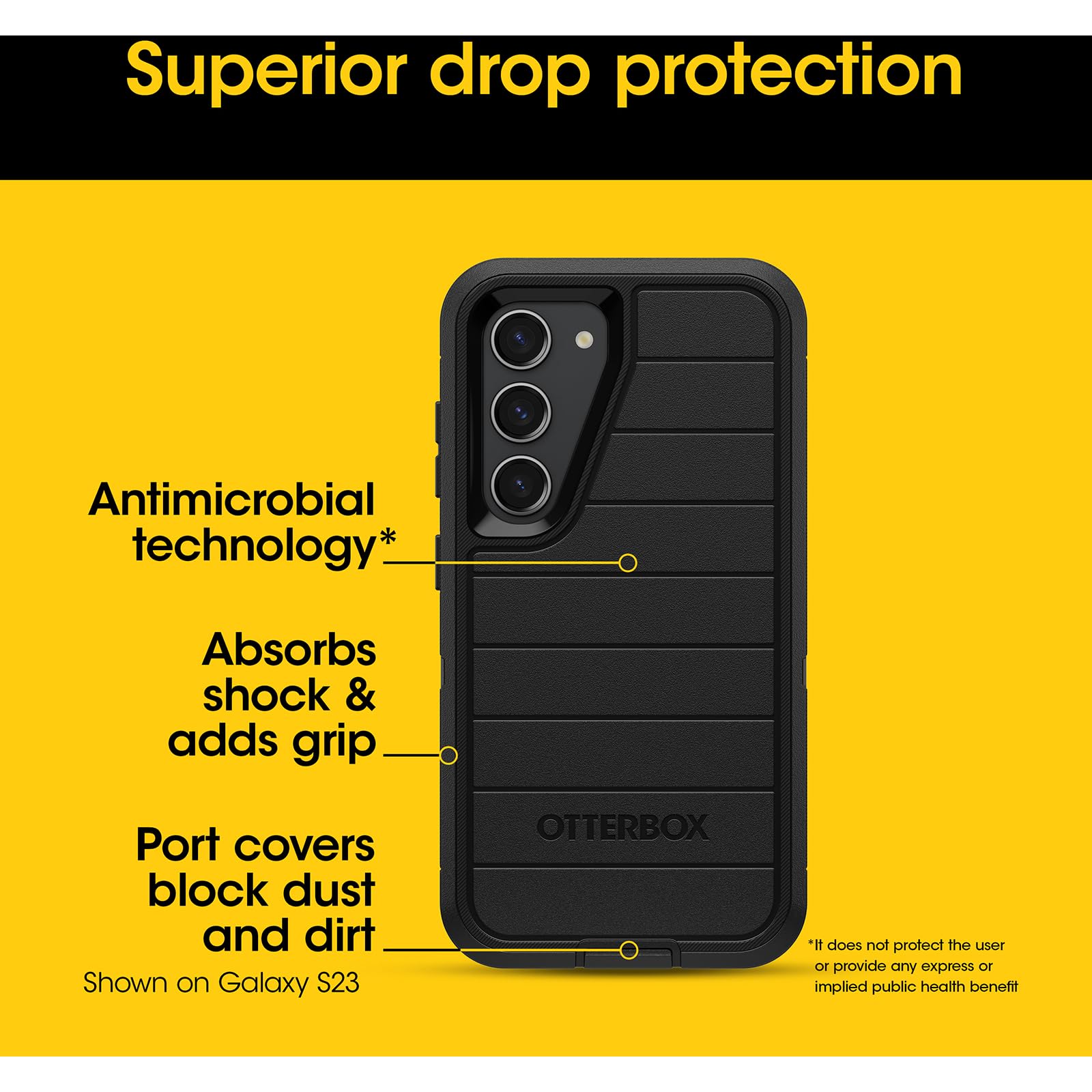 OtterBox comparativa de tamaño en mano mostrando perfil delgado y robusto