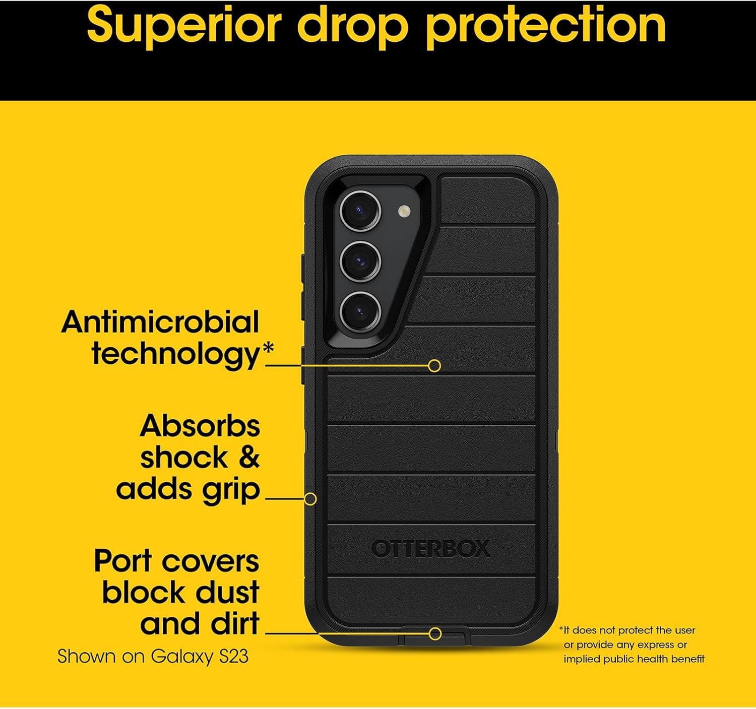 OtterBox Defender en mano demostrando perfil delgado y comodidad