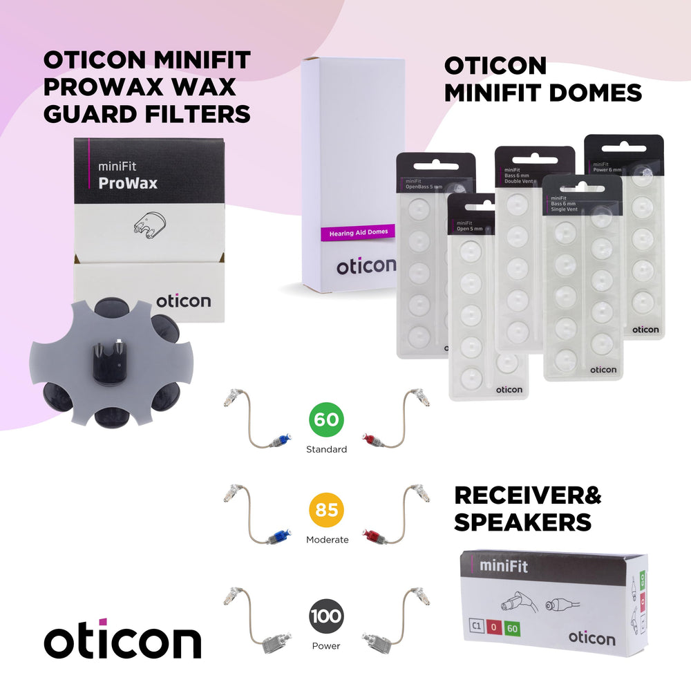 Otto Tech Oticon filtro Minifit en mesa de servicio técnico para mantenimiento profesional