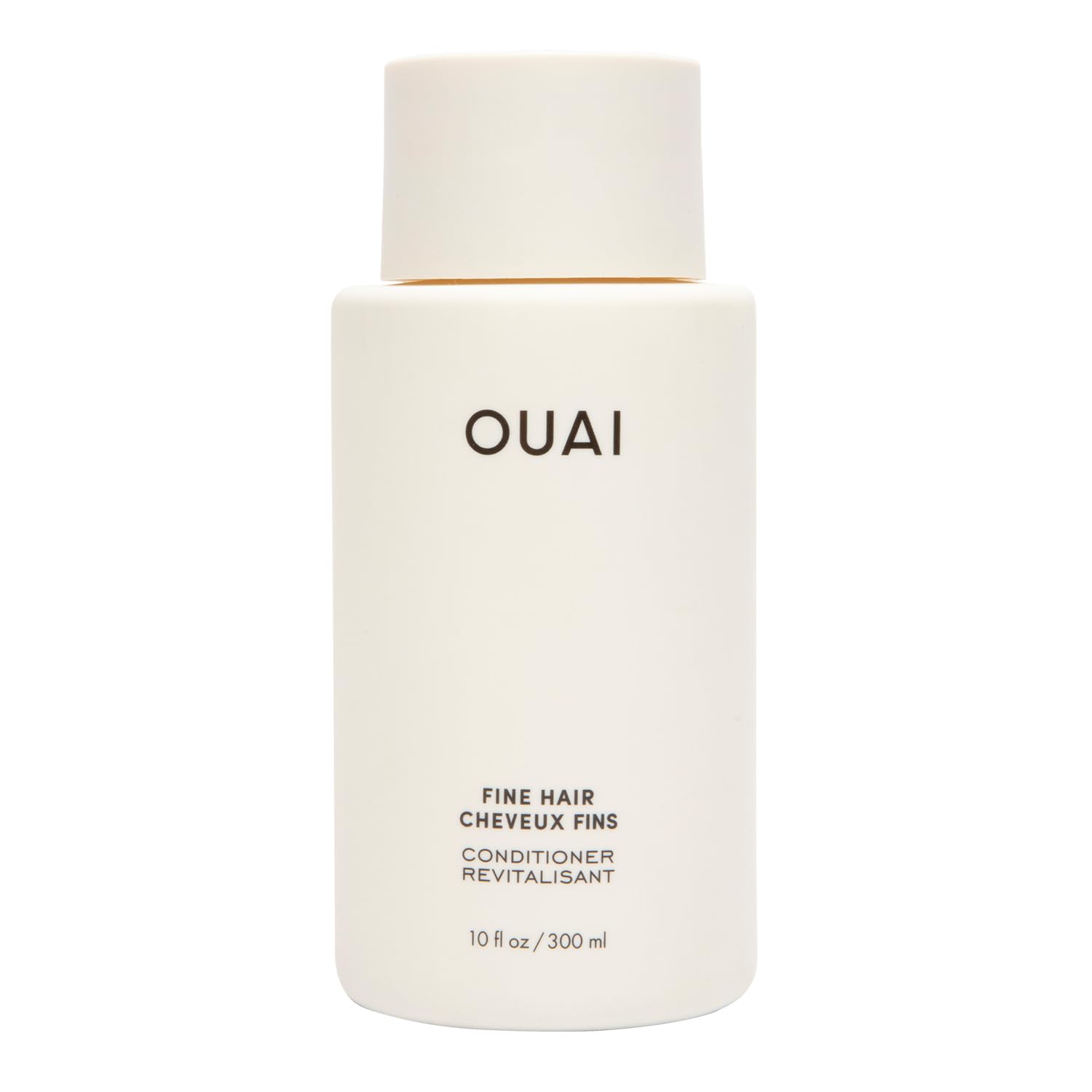 OUAI frasco frontal mostrando diseño y volumen del acondicionador