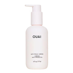 OUAI bote frontal de Anti Frizz Cream mostrando tamaño y etiquetado beneficioso