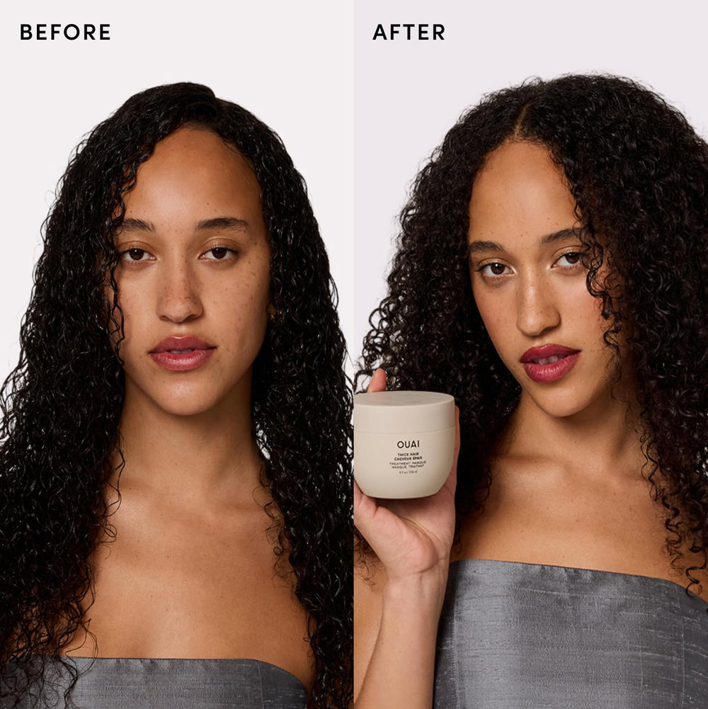 OUAI aplicándose en cabello húmedo para reparación rápida