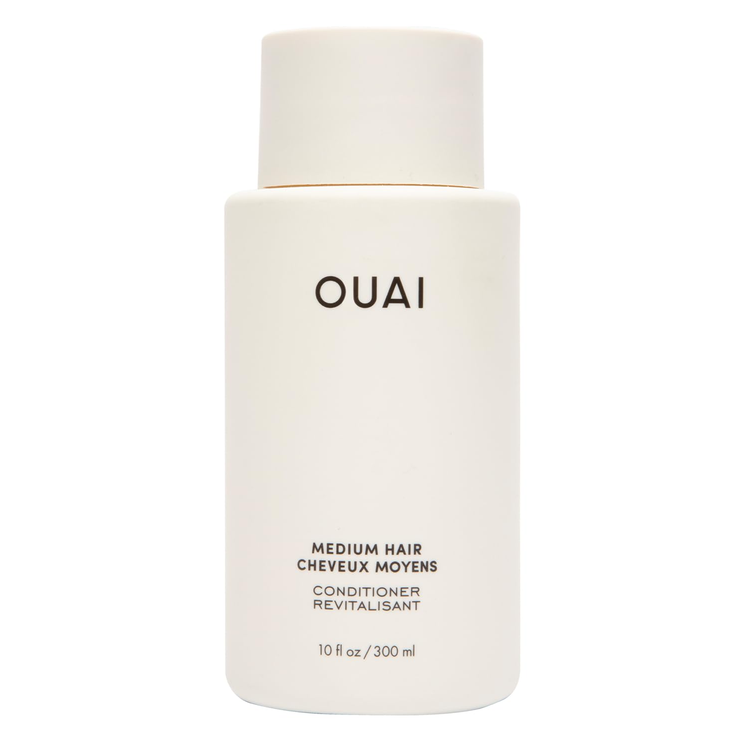 OUAI botella frontal mostrando diseño y tamaño para identificar el acondicionador