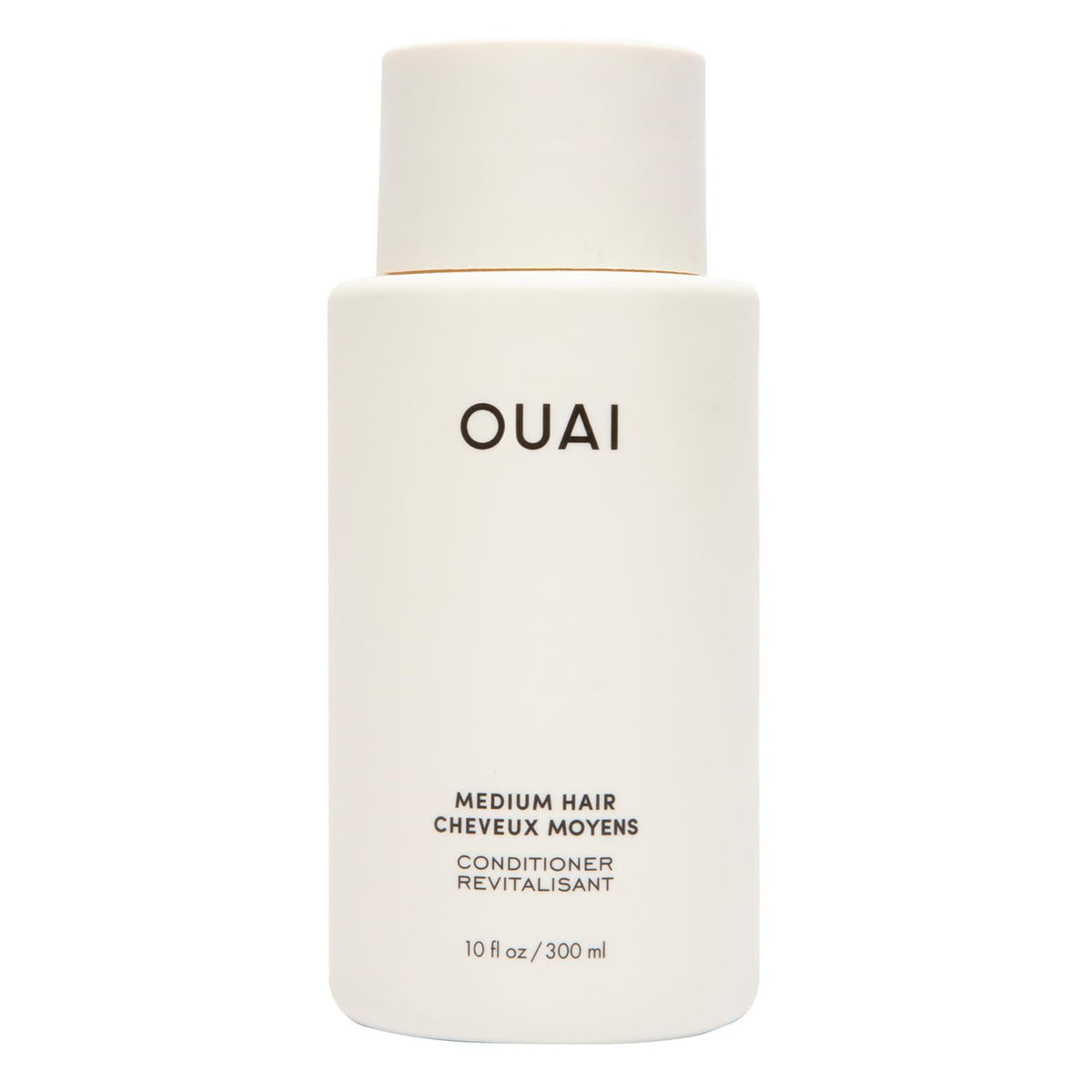 OUAI botella frontal mostrando diseño y tamaño para identificar el acondicionador